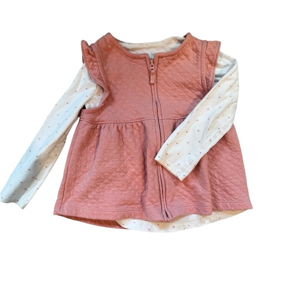 Carter's Other - Just One You by Carter’s Quilted Vest & Long Sleeve Shirt Polka dot – Size 3T